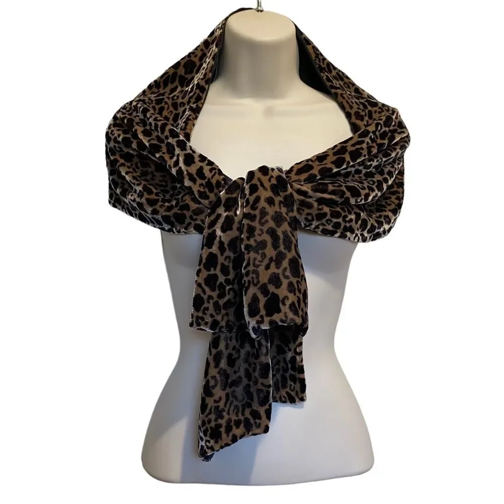 Banjara Velvet Leopard Animal Print Silk Rayon Scarf
